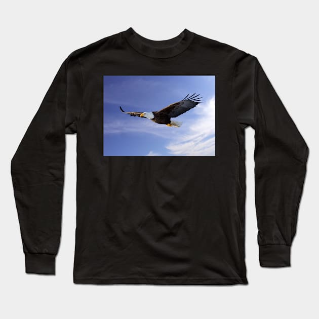 Flying Bald Eagle Long Sleeve T-Shirt by kawaii_shop